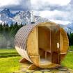 Fass-Sauna 2 40 m mit Holzofen und Beleuchtung