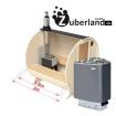 2m Fichten Sauna mit einem Durchmesser von 2m und einem 6kW Elektroofen Saunafa